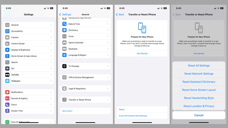 Reset Network Settings Option on iPhone