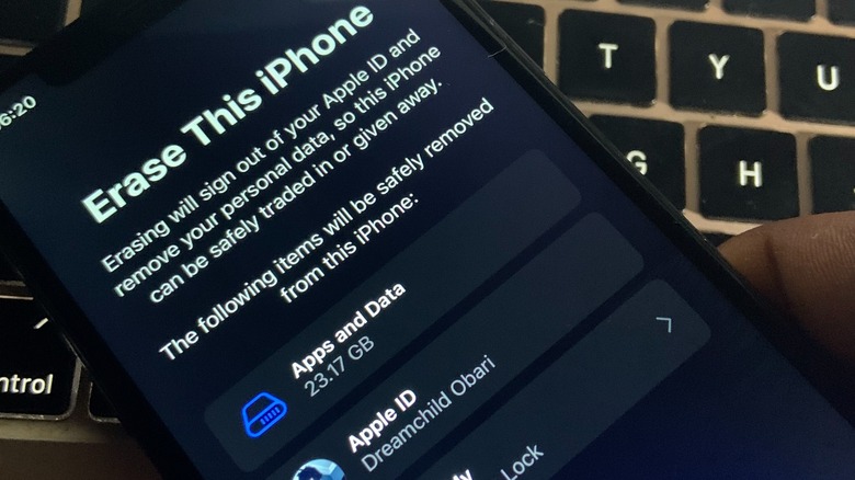 iPhone with erase iPhone prompt