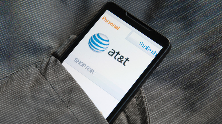 Smartphone showing AT&T logo