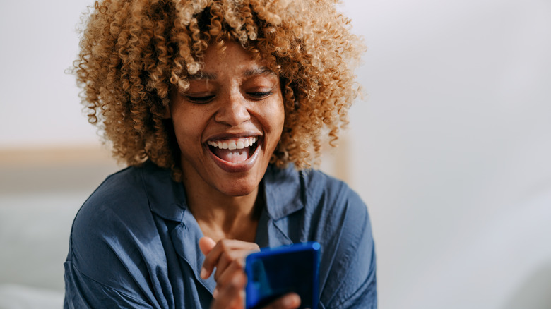 Happy woman on phone