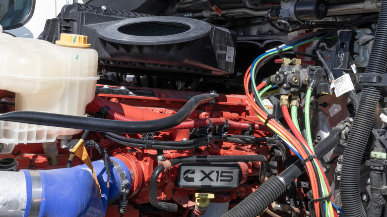 Close-up of a Cummins X15 engine