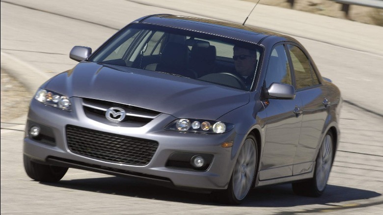 Cornering gray Mazdaspeed6 by Mazda