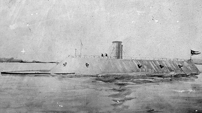 The CSS Virginia, formerly the USS Merrimack, floats on a body of water