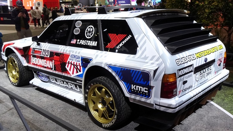 Subaru Leone with decals and gold wheels