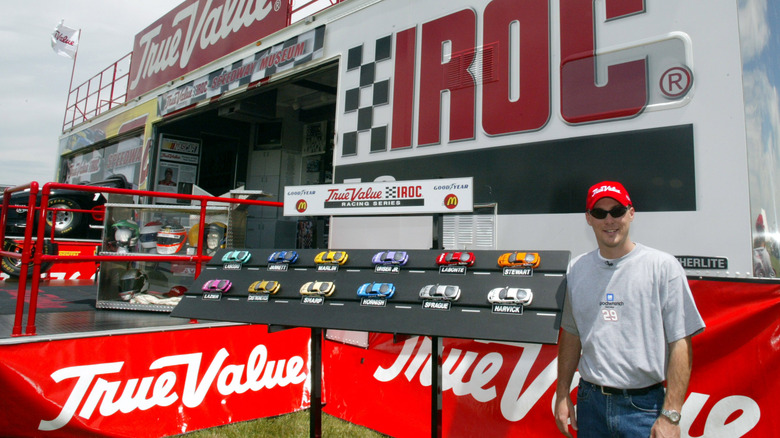 Kevin Harvick with IROC race display