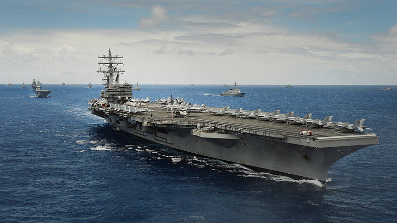 Aircraft carriers at sea