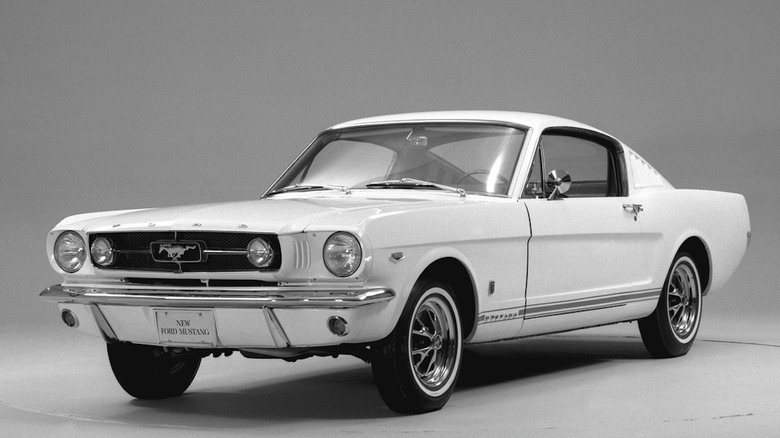 Front 3/4 view of 1965 Mustang GT in studio setting