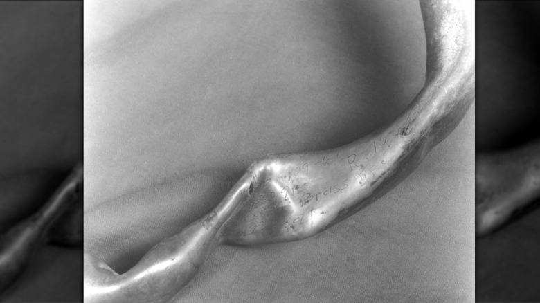 recovered damaged brass pipe from wreckage of USS Thresher