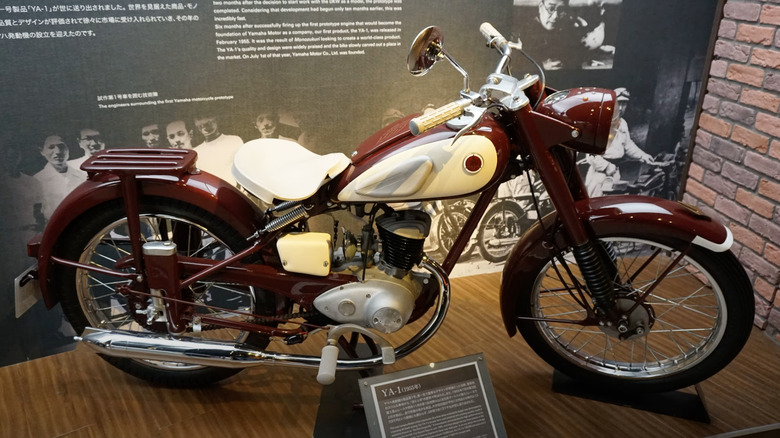 Yamaha YA-1 side profile in a museum