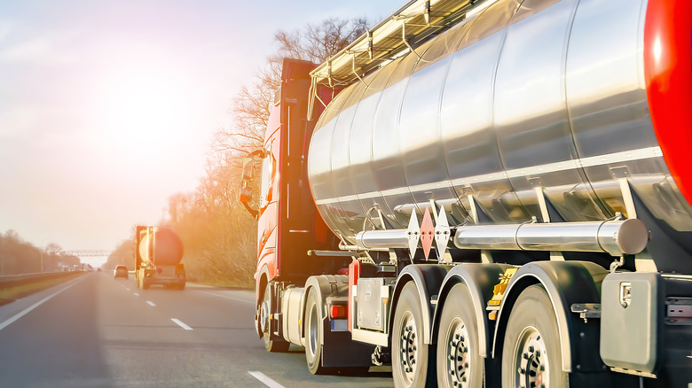 Truck carrying fuel