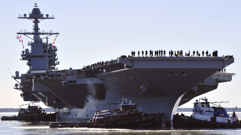 The USS Gerald R. Ford (CVN-78) underway for sea trials