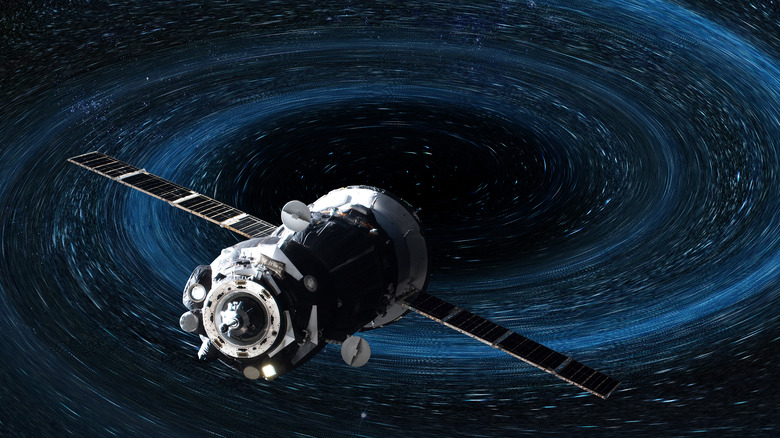 Spaceship approaching black hole