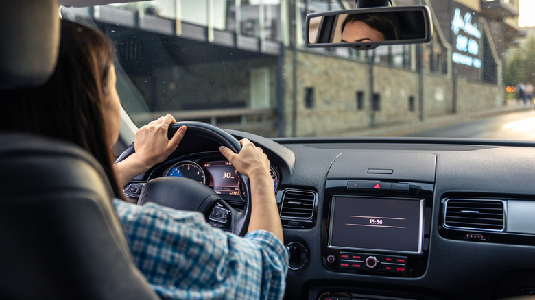 Woman driving a car