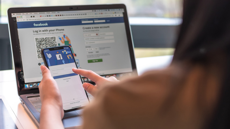 Facebook on phone and laptop