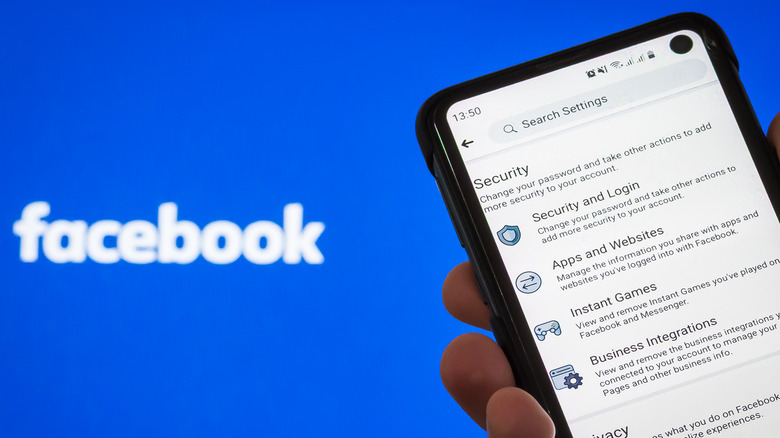 Facebook app security settings page