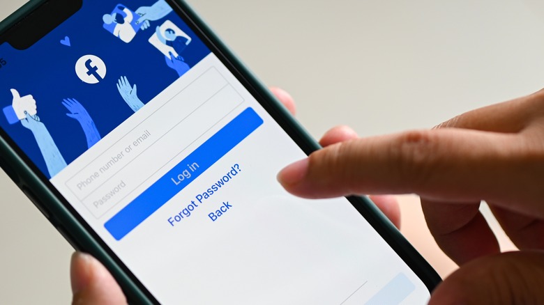 Facebook app forgot password link