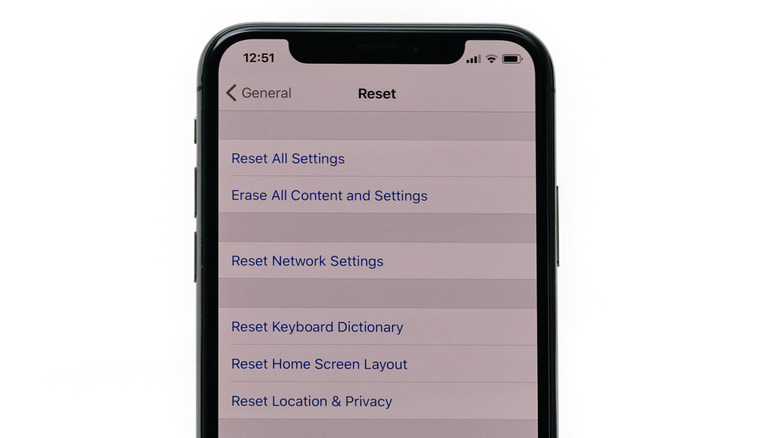 iPhone Reset menu