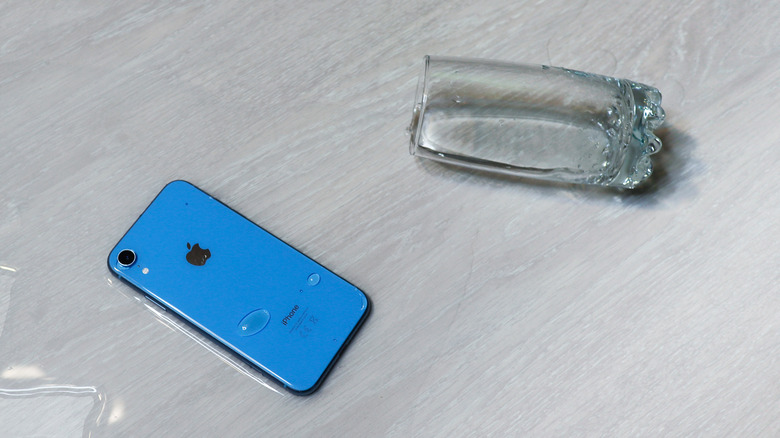 water cup spilled on iPhone