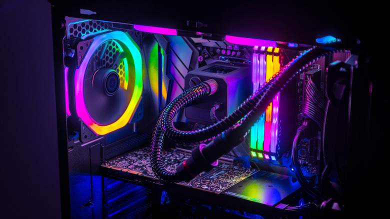 gaming PC full of RGB lighting