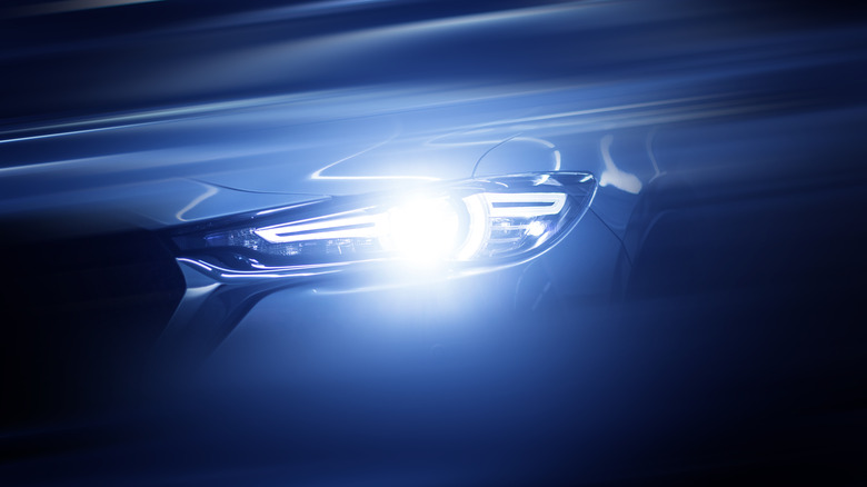 LED Headlight On A Car