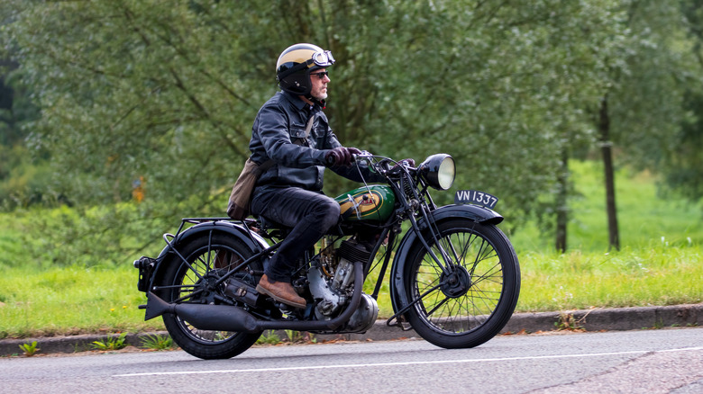 Man riding a classic BSA