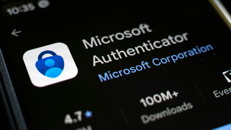 Close up of Microsoft Authenticator listing in Google Play Store