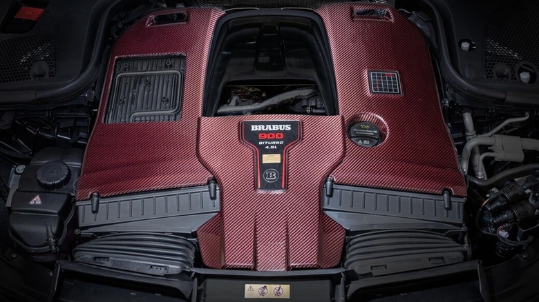 Red Brabus 900 Biturbo engine bay