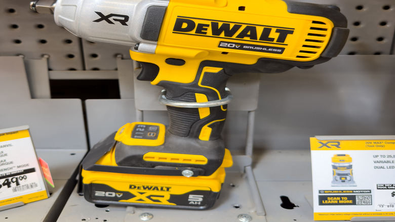 Dewalt XR half-inch battery-powered cordless drill on display