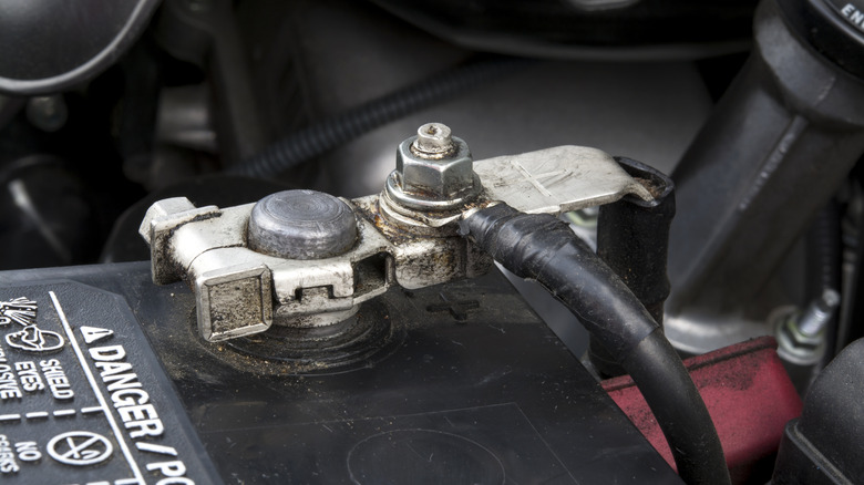 An image of a clean, well-maintained car battery terminal