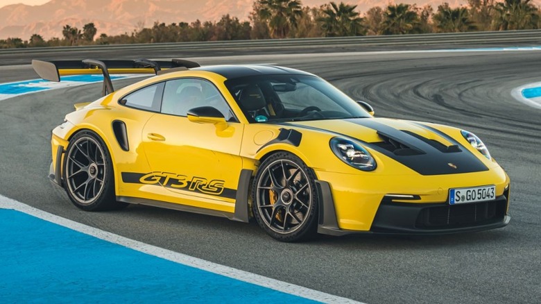 Porsche 911 GT3 RS parked at a racetrack