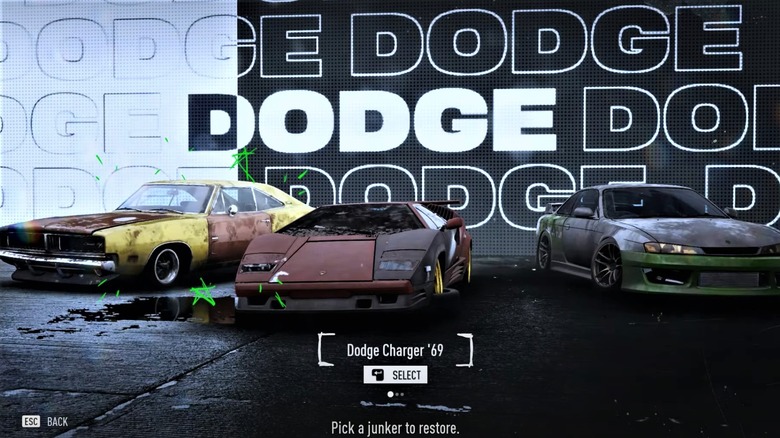 starter car selection screen