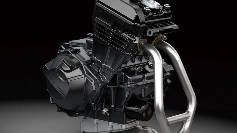 The engine of a Kawasaki Ninja 300 2027 model