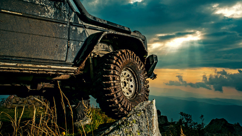 SUV off road on mountain