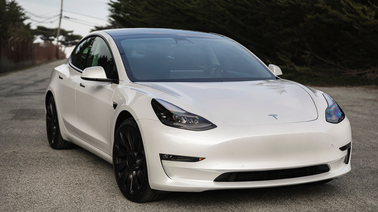 AWD Tesla EV on road
