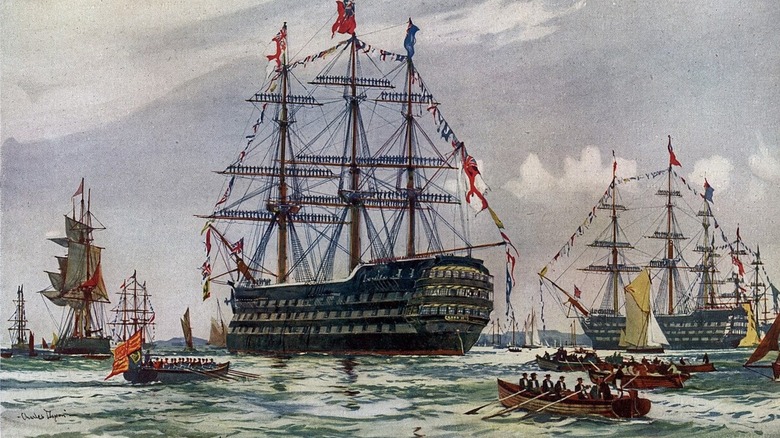 Charles Edward Dixon HMS Queen 1839 first rate ship of the line battleship.
