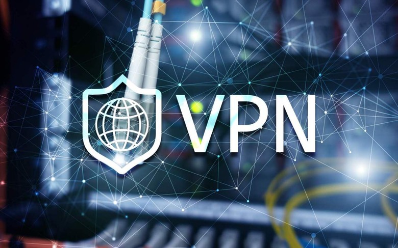 VPN logo over ethernet cables