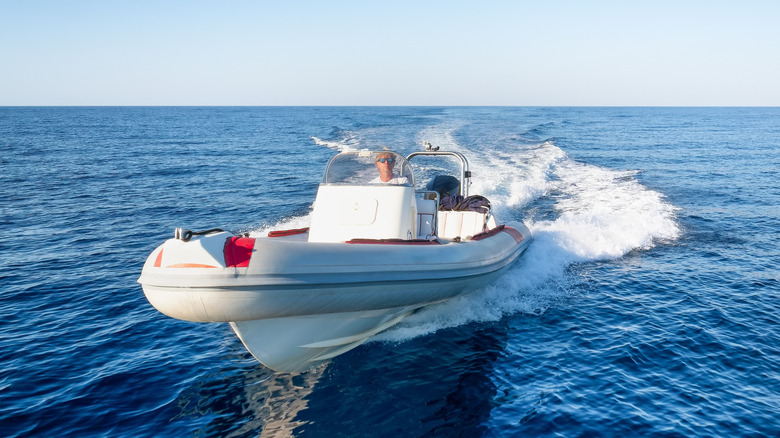Front view of a boat cruising on the sea