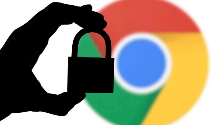 Padlock silhouette against Chrome logo