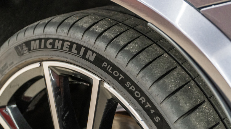 Close-up of Michelin tire
