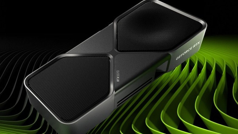 Nvidia graphics card over a black and green background