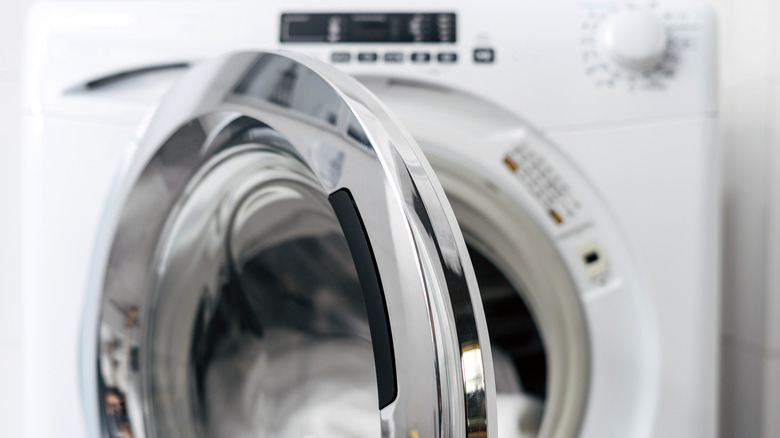 A close-up of an open door in an automatic washing machine