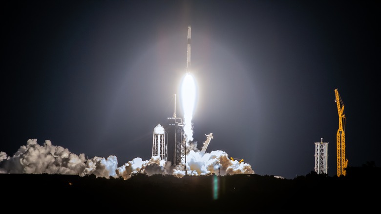 SpaceX rocket Falcon 9 soars upward