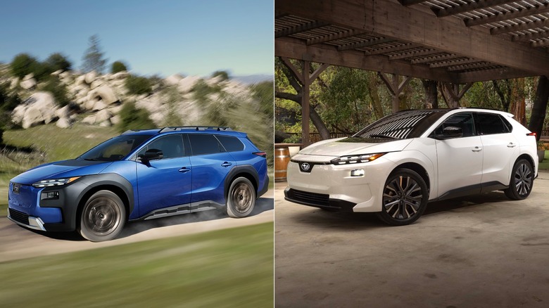 Side-by-side image of the 2026 Subaru Trailseeker and 2026 Solterra