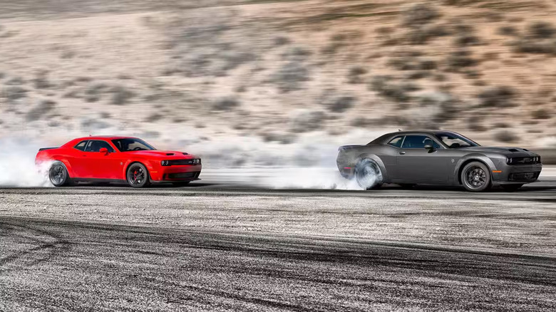 2023 Dodge Challengers doing burnouts