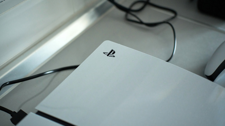 PlayStation 5 console plugged into TV