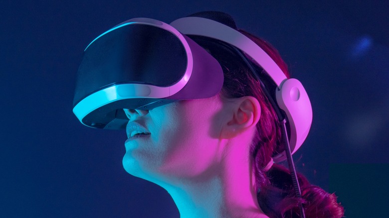 Woman using VR headset