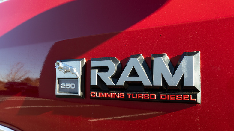 Cummins Turbo Diesel badge on a Ram truck