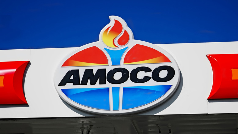 Closeup of the Amoco logo
