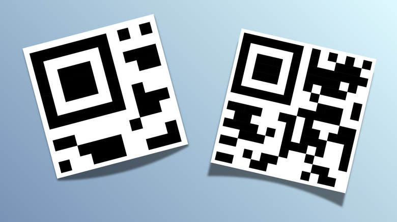 Two Micro QR Codes on a blue background