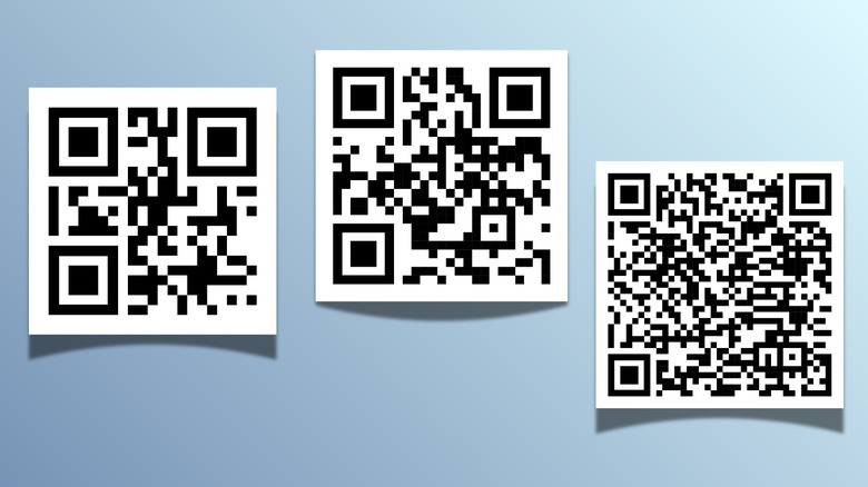 Three QR Codes on a blue background